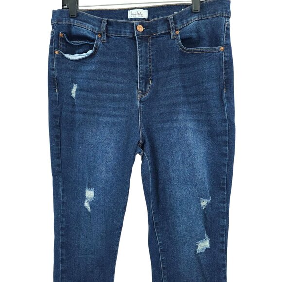 Nicole Miller Jeans Soho High Rise Ankle Skinny Size 14 Stretch Distressed Dark - Picture 13 of 15
